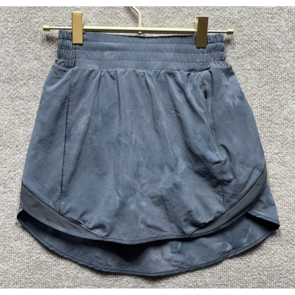 Lululemon Skirt Women 2 Diamond Dye Gray Hotty Hot High Rise Lined Skort EUC